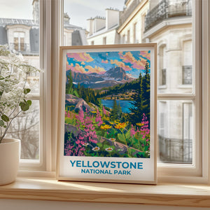 Yellowstone Poster – Wildflower Lake & Peaks Art Print