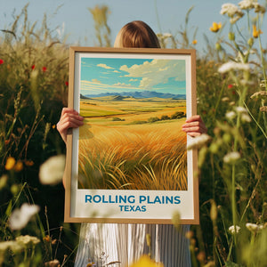 Rolling Plains Texas Poster – Golden Grassland Landscape