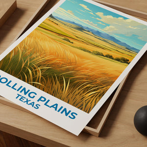 Rolling Plains Texas Poster – Golden Grassland Landscape