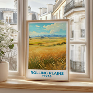 Rolling Plains Texas Poster – Golden Grassland Landscape