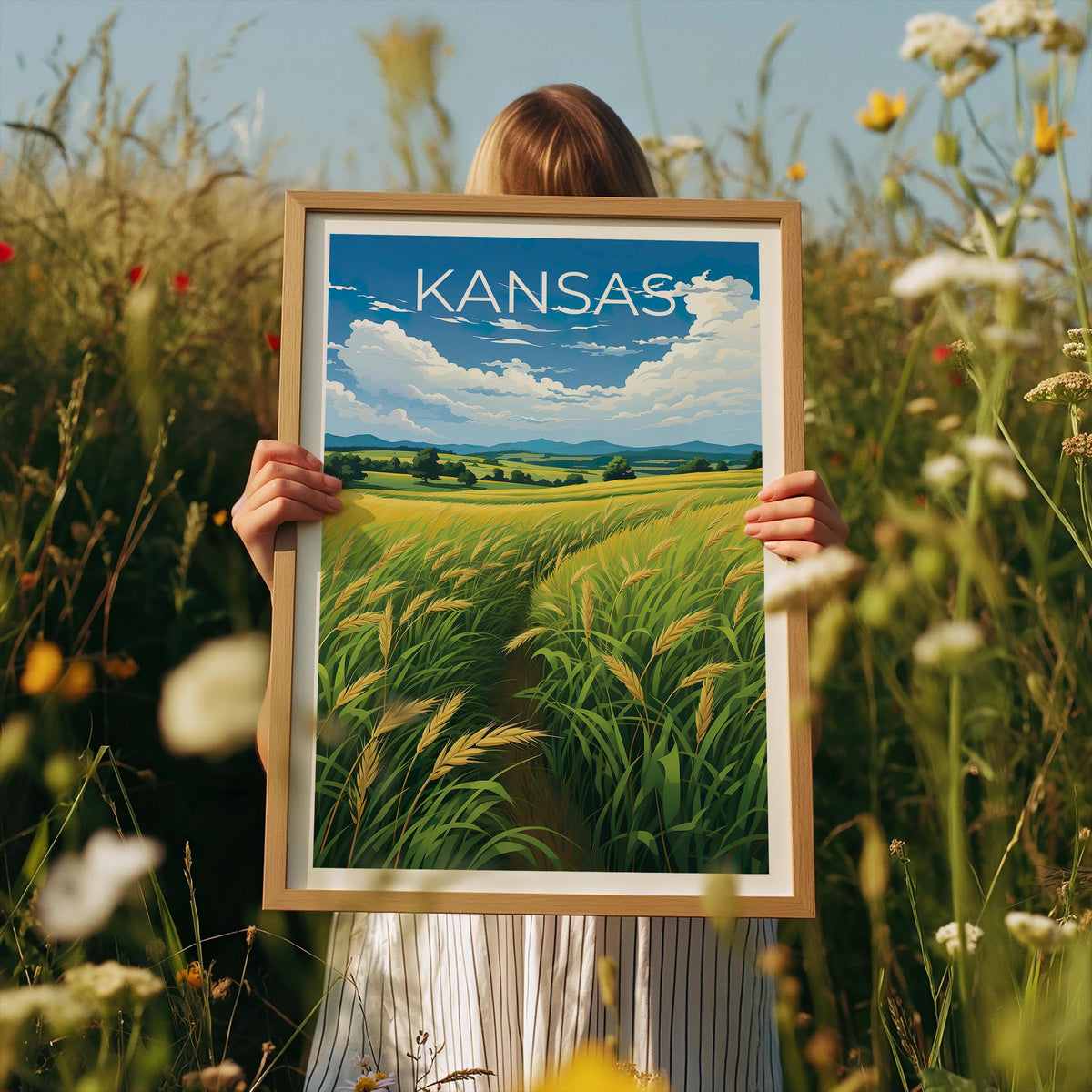 Kansas Golden Wheat Field Print - Great Plains Farm Art