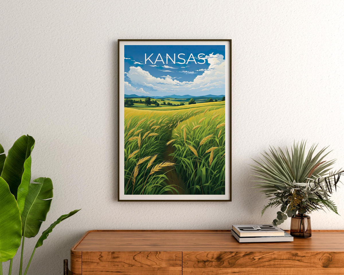 Kansas Golden Wheat Field Print - Great Plains Farm Art