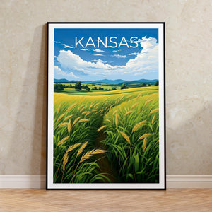 Kansas Golden Wheat Field Print - Great Plains Farm Art