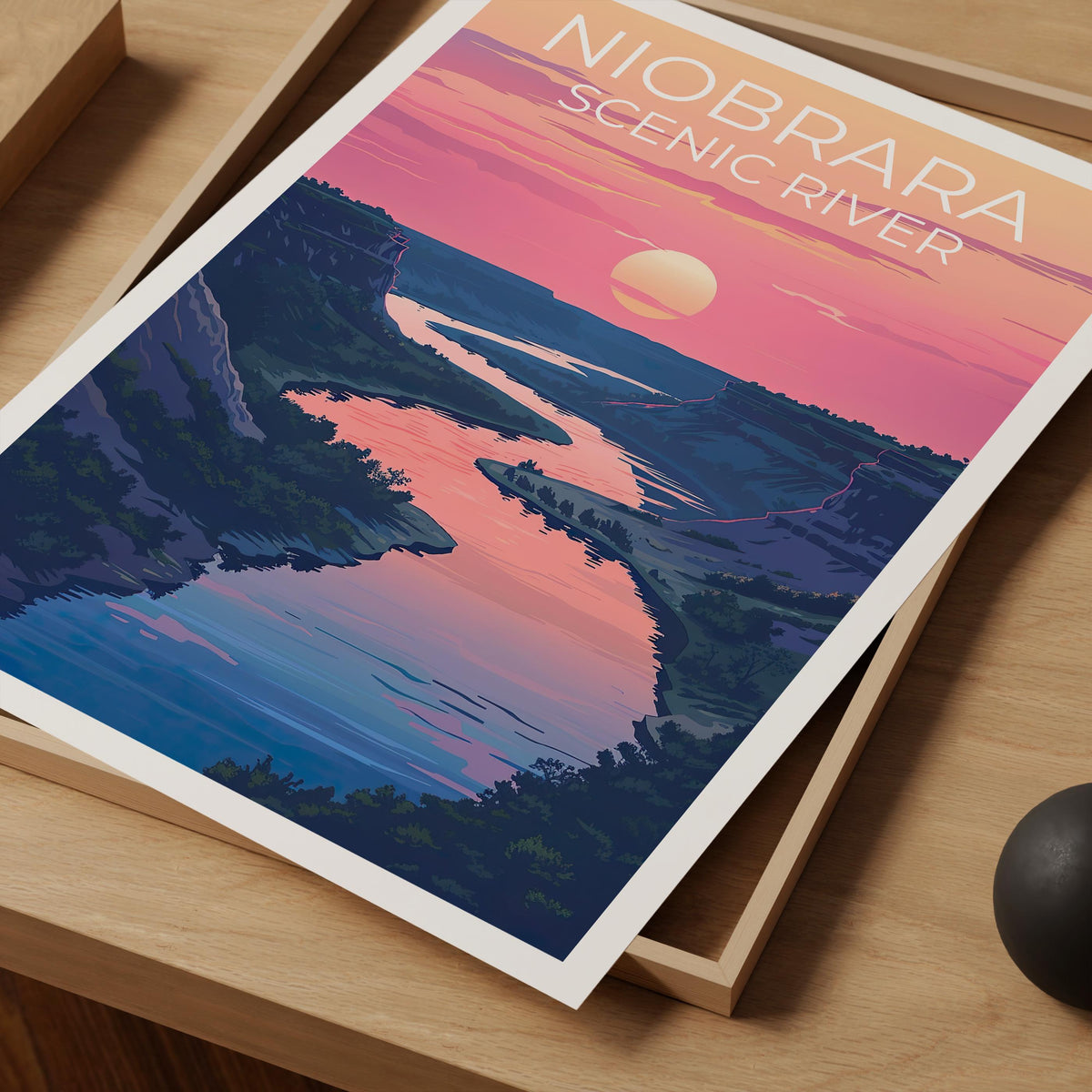 Niobrara Scenic River Poster — Sunset Over Nebraska Bluffs