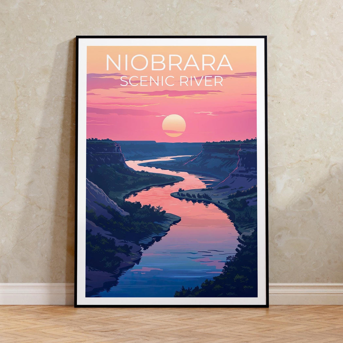 Niobrara Scenic River Poster — Sunset Over Nebraska Bluffs