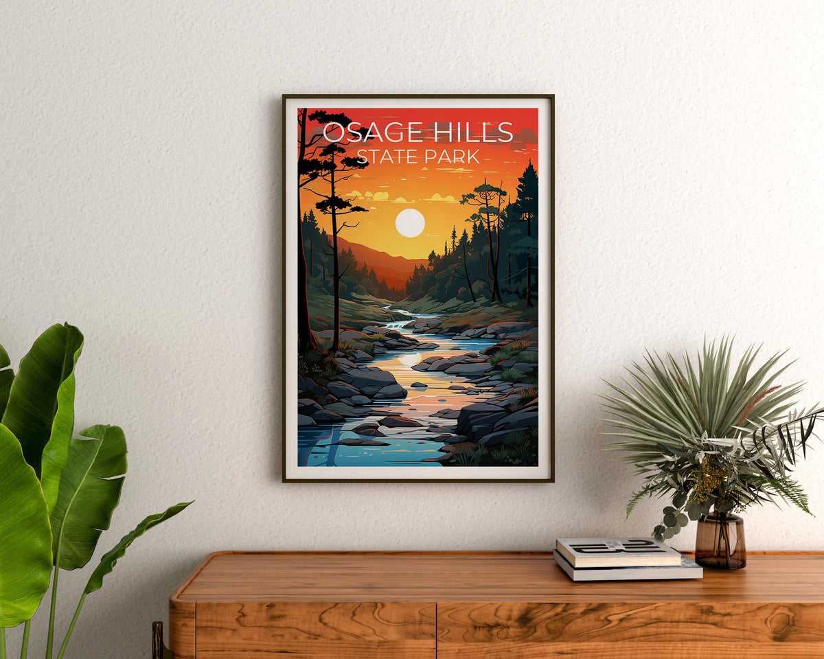 Osage Hills State Park Sunset Forest Stream Poster Print