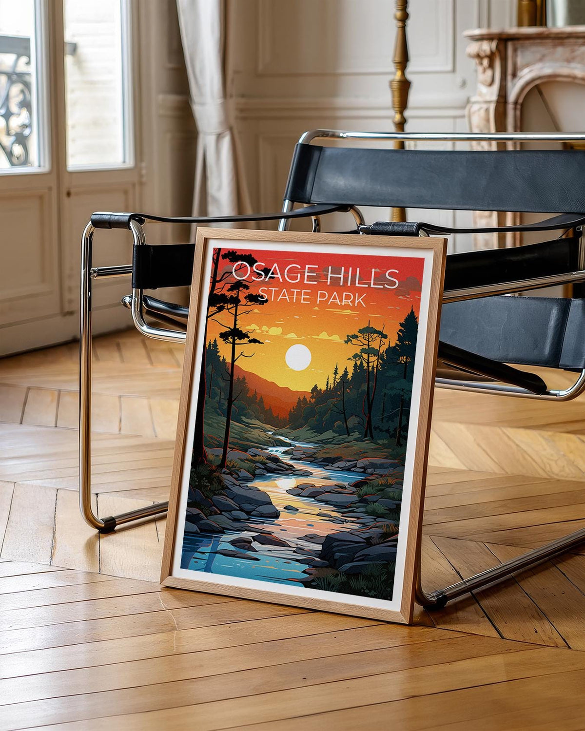 Osage Hills State Park Sunset Forest Stream Poster Print
