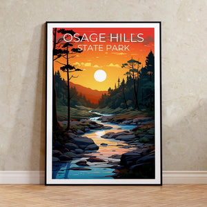 Osage Hills State Park Sunset Forest Stream Poster Print