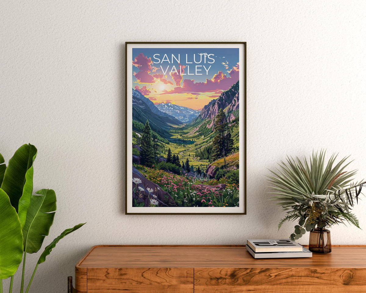 San Luis Valley Colorado Poster Snowy Mountain Sunset
