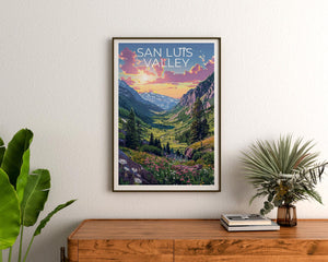 San Luis Valley Colorado Poster Snowy Mountain Sunset
