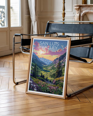 San Luis Valley Colorado Poster Snowy Mountain Sunset