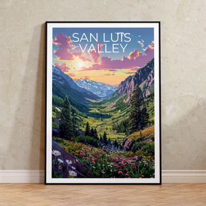 San Luis Valley Colorado Poster Snowy Mountain Sunset