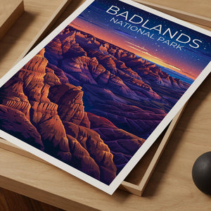 Badlands National Park Poster - Night Sky Buttes Print
