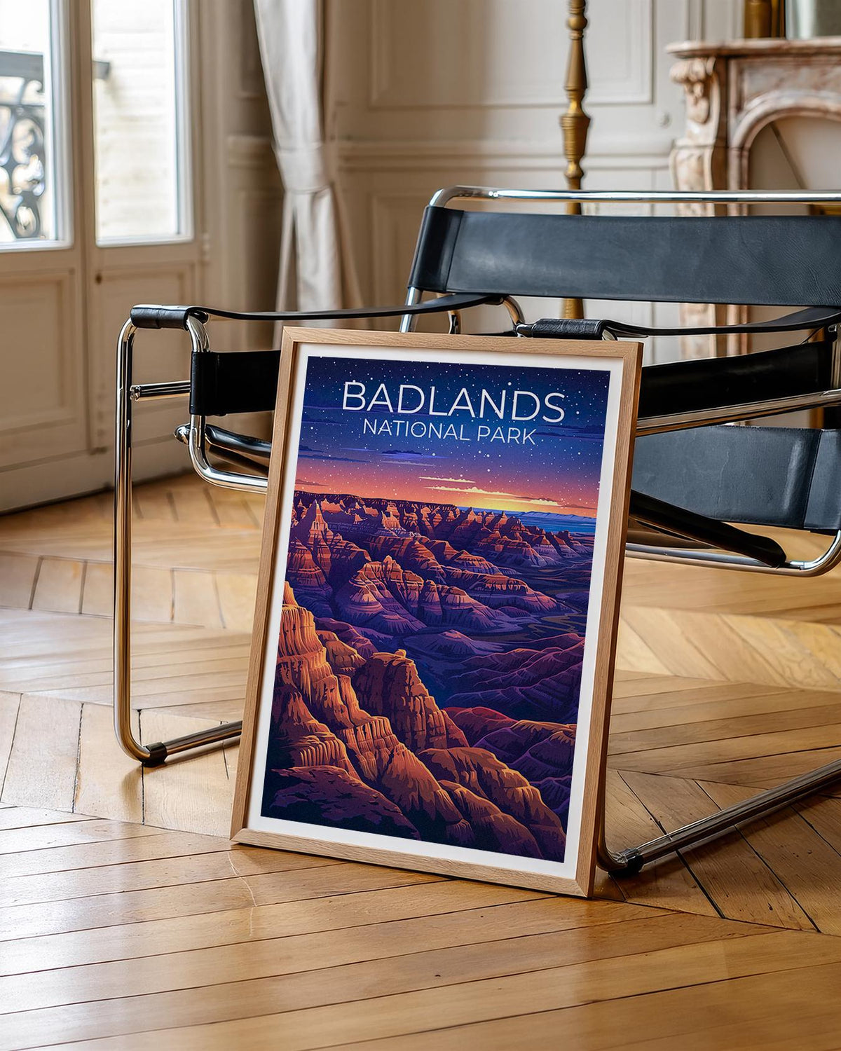 Badlands National Park Poster - Night Sky Buttes Print