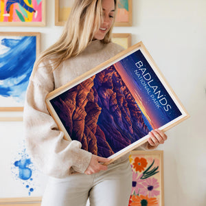 Badlands National Park Poster - Night Sky Buttes Print