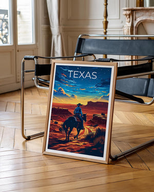Texas Cowboy Print, Desert Sunset Horse Rider Poster