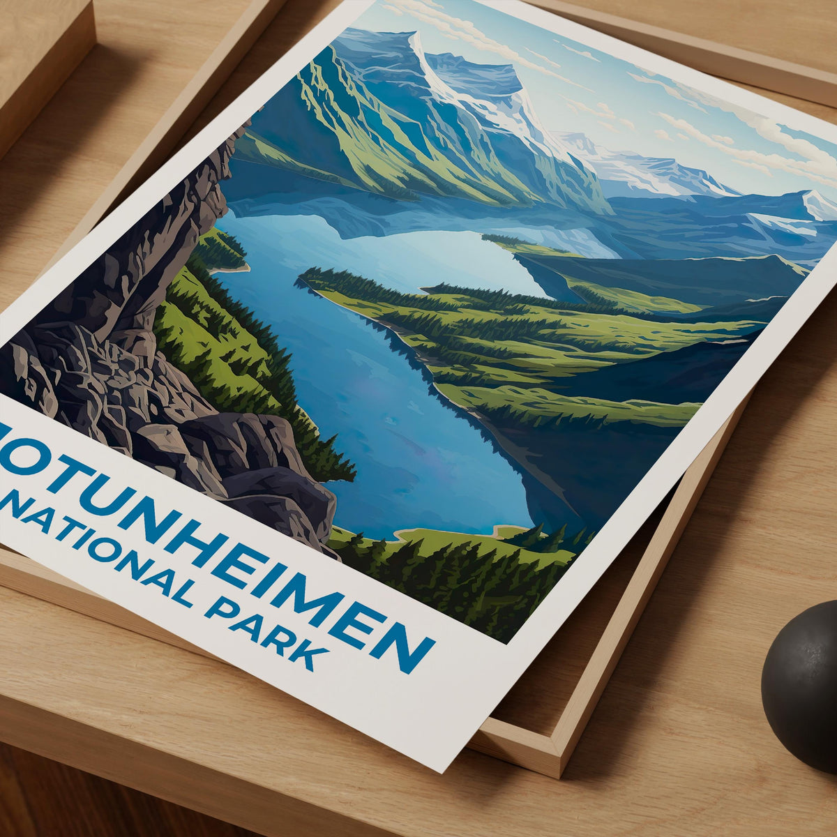 Jotunheimen Poster: Norway Snowy Peaks & Glacial Lake