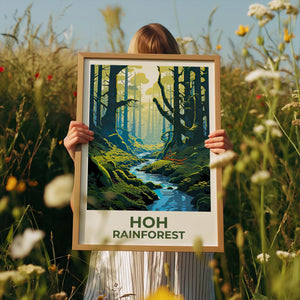 Hoh Rainforest Poster — Mossy Olympic Forest Stream Print