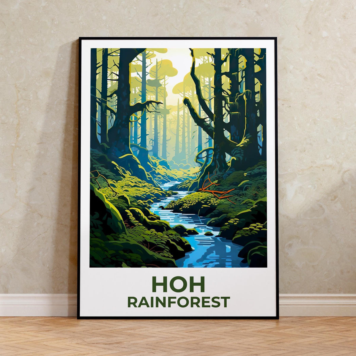 Hoh Rainforest Poster — Mossy Olympic Forest Stream Print
