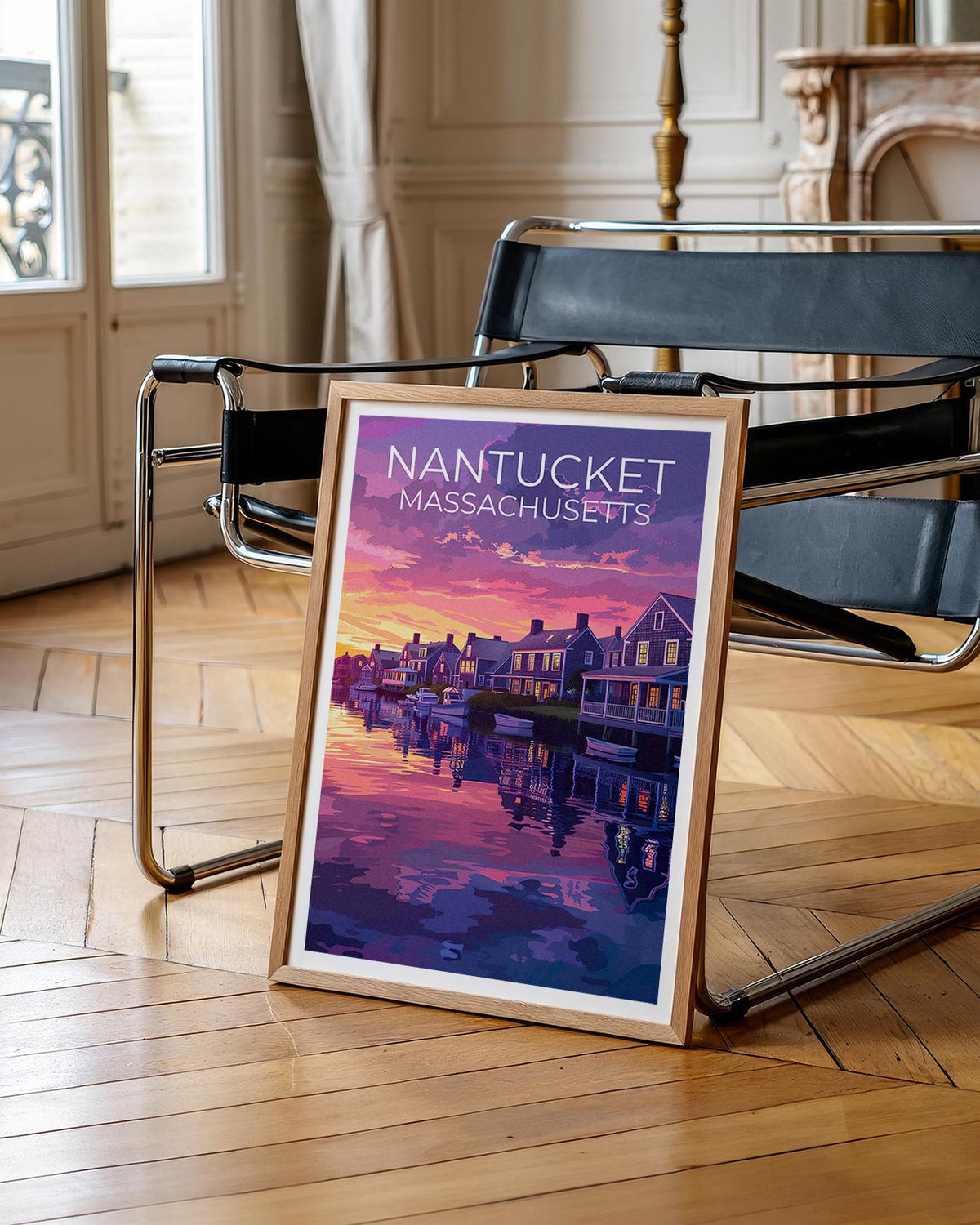 Nantucket Massachusetts Harbor Sunset Poster, Waterfront