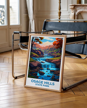 Osage Hills State Park Poster – Oklahoma Falls Art