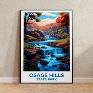 Osage Hills State Park Poster – Oklahoma Falls Art