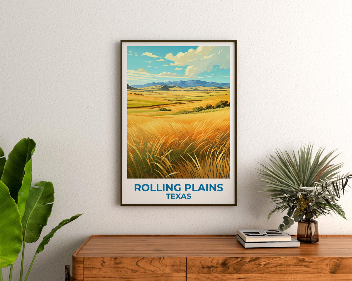 Rolling Plains Texas Poster – Golden Grassland Landscape