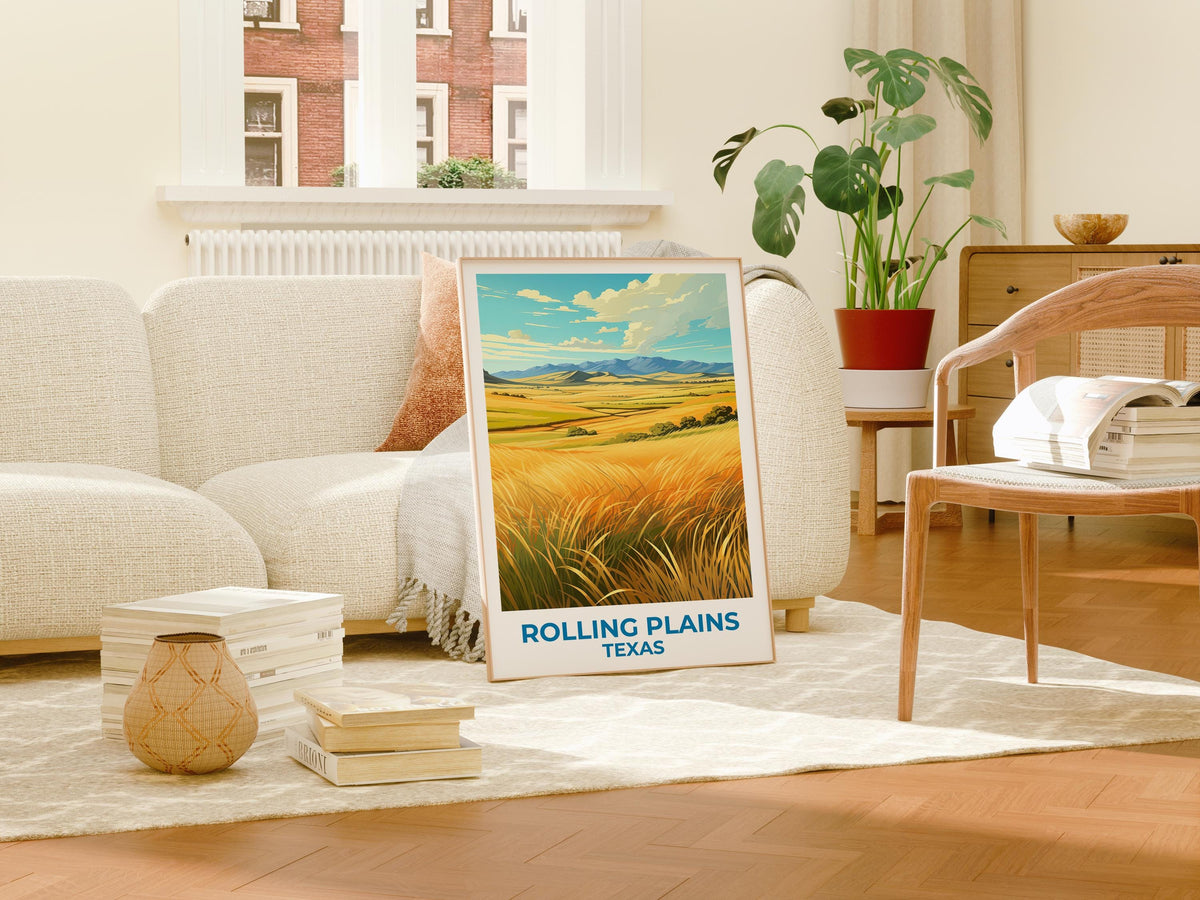 Rolling Plains Texas Poster – Golden Grassland Landscape