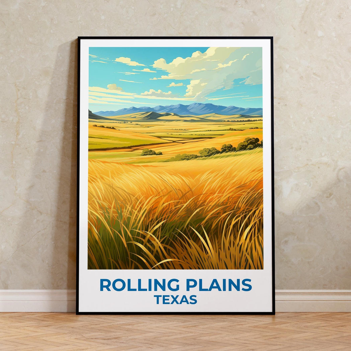 Rolling Plains Texas Poster – Golden Grassland Landscape