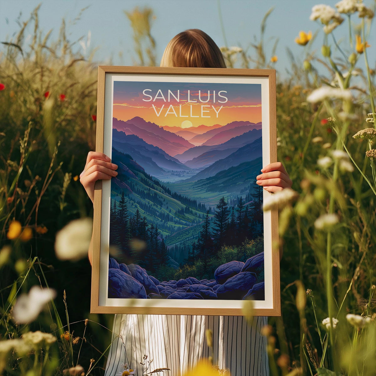 San Luis Valley Poster — Colorado Peaks in Sunset Hues
