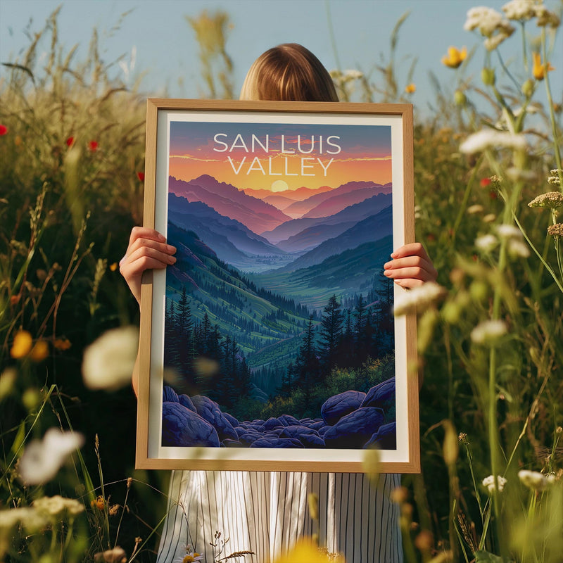 San Luis Valley Poster — Colorado Peaks in Sunset Hues