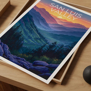 San Luis Valley Poster — Colorado Peaks in Sunset Hues