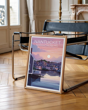 Nantucket Massachusetts Poster Waterfront Cottages Sunset