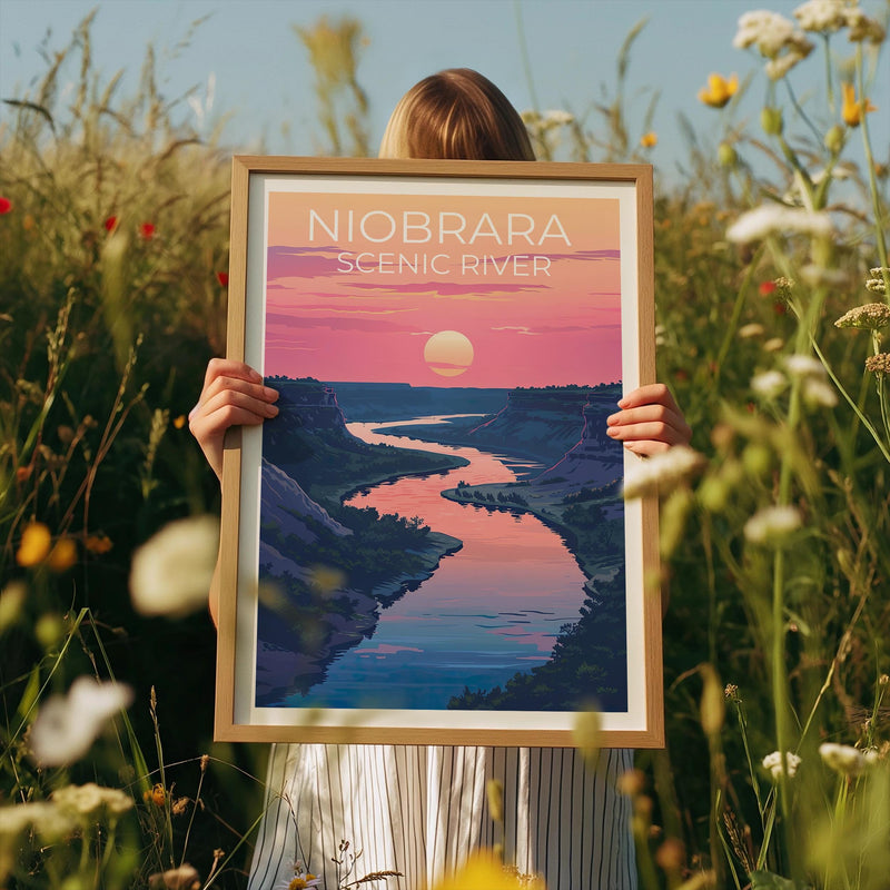 Niobrara Scenic River Poster — Sunset Over Nebraska Bluffs