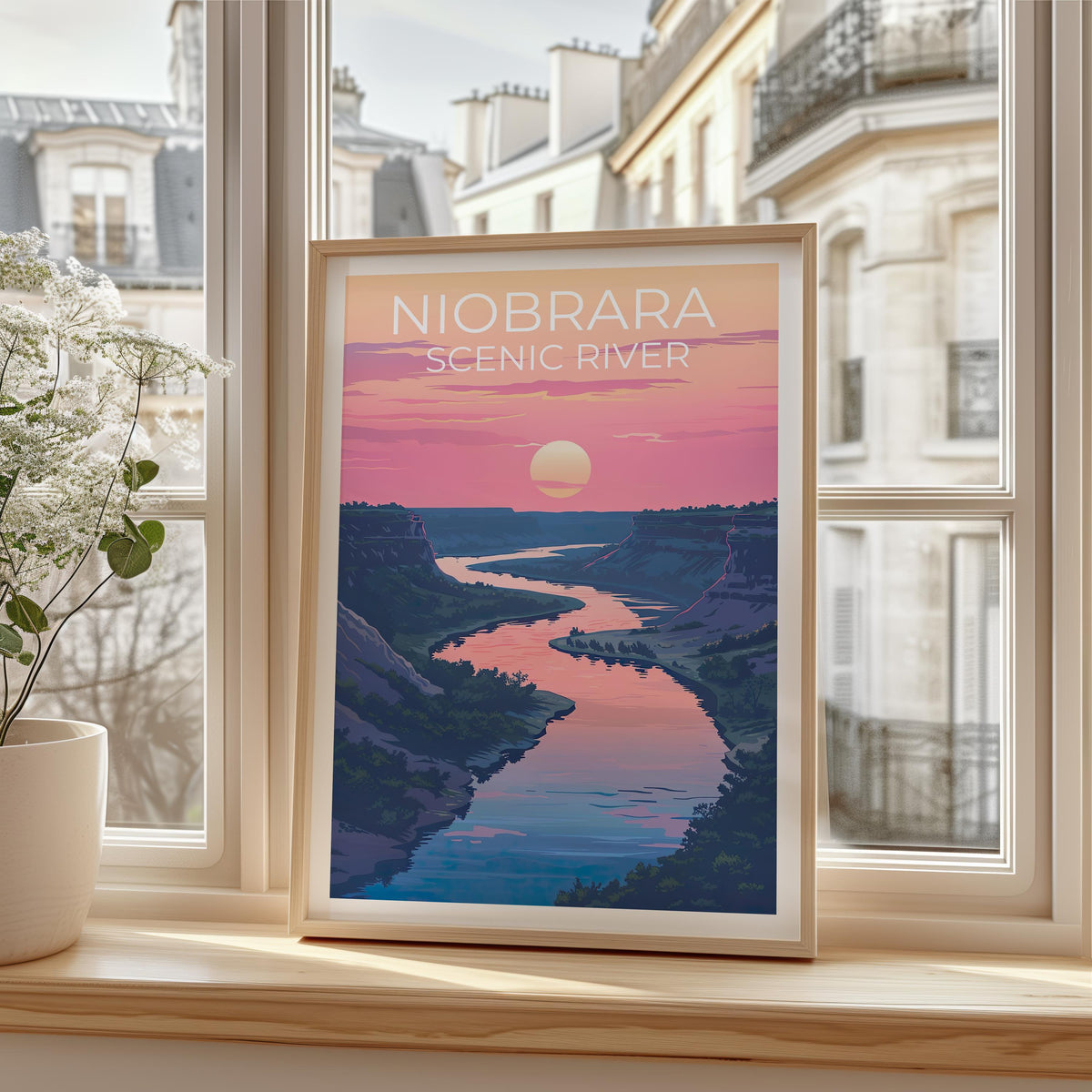 Niobrara Scenic River Poster — Sunset Over Nebraska Bluffs
