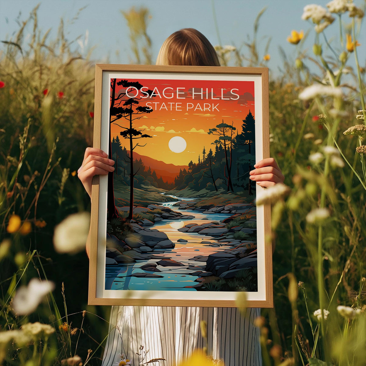 Osage Hills State Park Sunset Forest Stream Poster Print