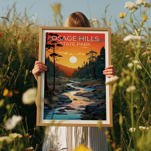 Osage Hills State Park Sunset Forest Stream Poster Print