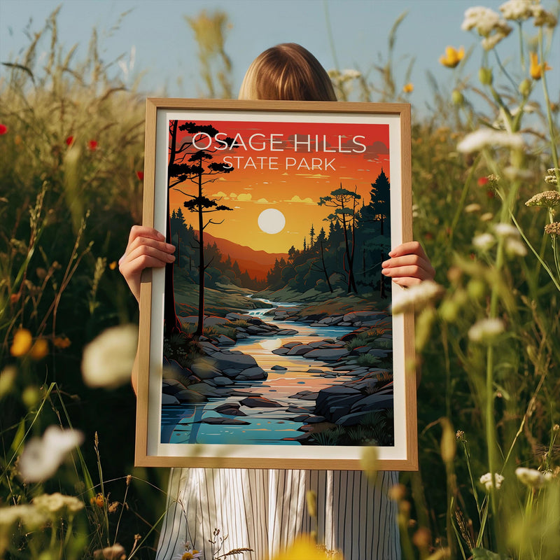 Osage Hills State Park Sunset Forest Stream Poster Print