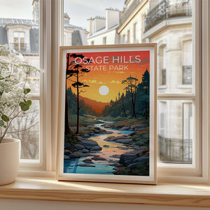 Osage Hills State Park Sunset Forest Stream Poster Print