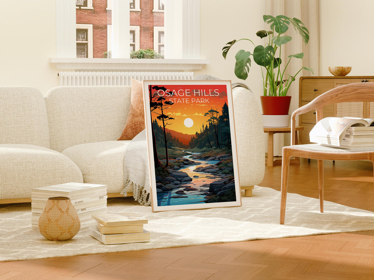 Osage Hills State Park Sunset Forest Stream Poster Print
