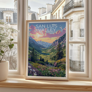 San Luis Valley Colorado Poster Snowy Mountain Sunset