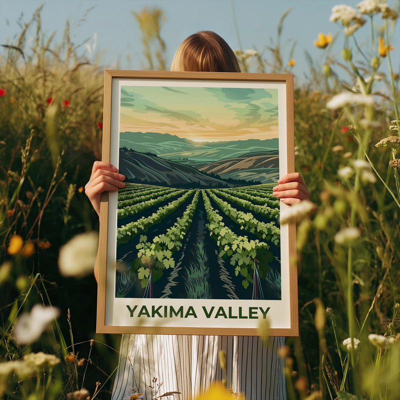 Yakima Valley Vineyard Poster, Washington Wine Country Print