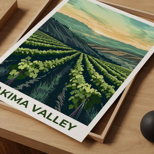 Yakima Valley Vineyard Poster, Washington Wine Country Print