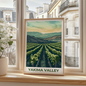 Yakima Valley Vineyard Poster, Washington Wine Country Print