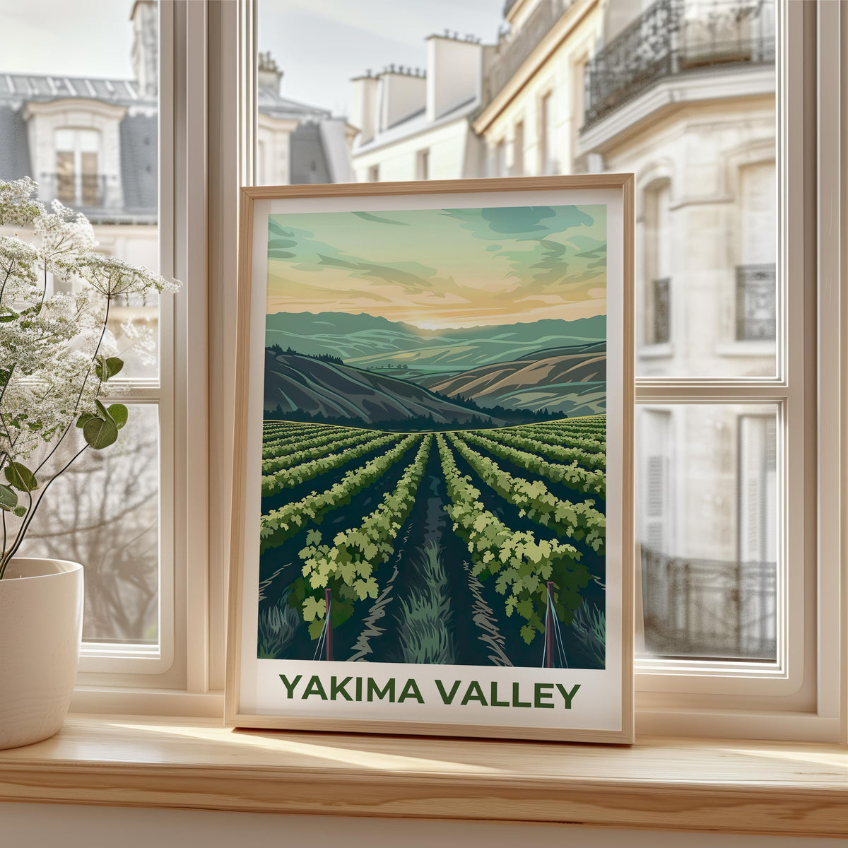 Yakima Valley Vineyard Poster, Washington Wine Country Print