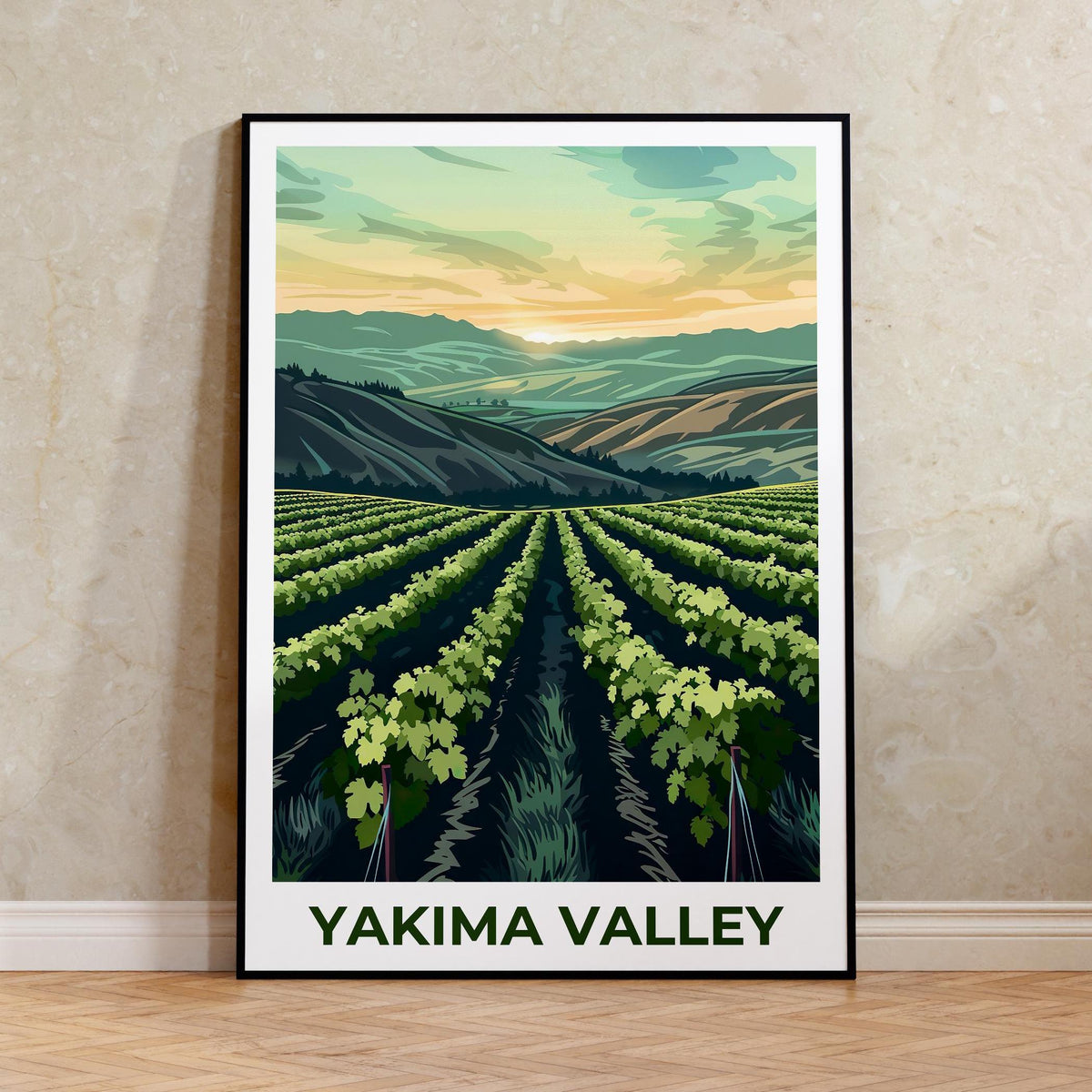 Yakima Valley Vineyard Poster, Washington Wine Country Print