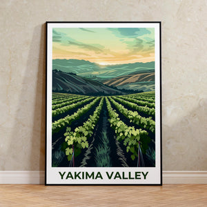 Yakima Valley Vineyard Poster, Washington Wine Country Print