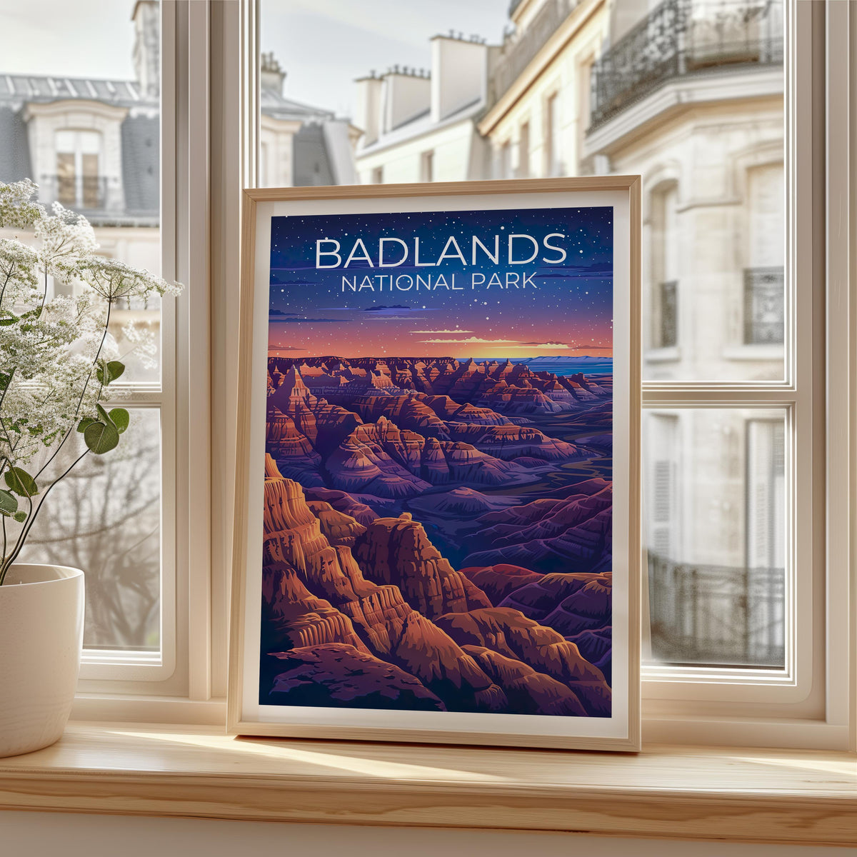 Badlands National Park Poster - Night Sky Buttes Print
