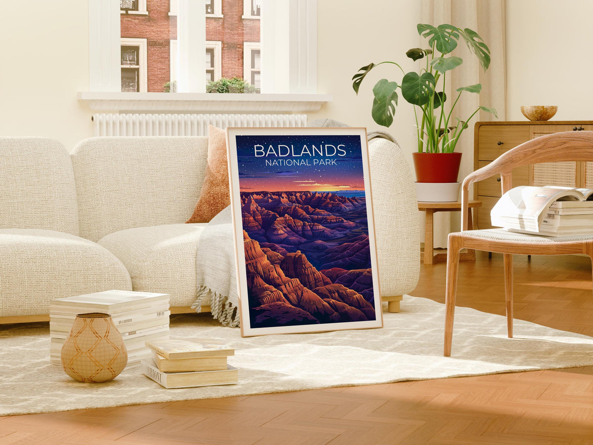 Badlands National Park Poster - Night Sky Buttes Print