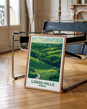 Loess Hills Iowa Poster – Rolling Prairie Hills Trail Art